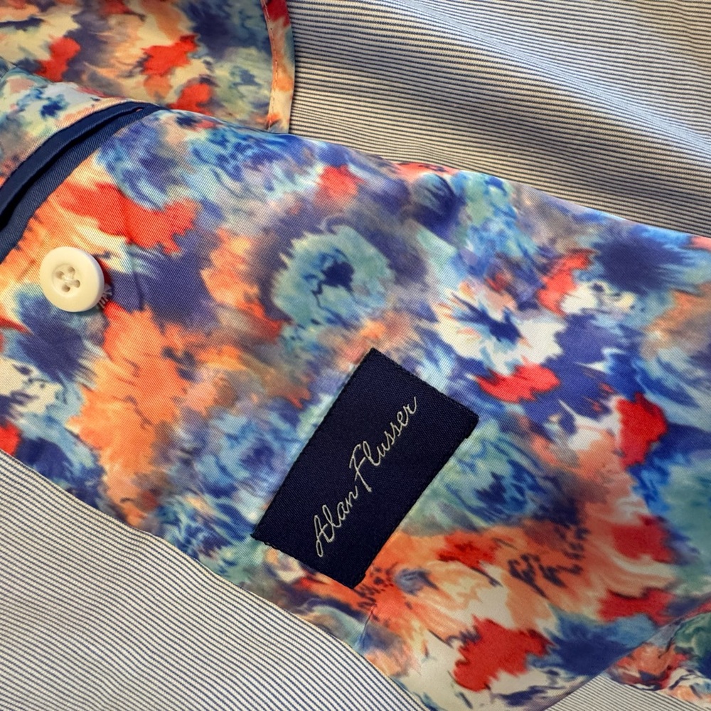 Alan Flusser Striped Blazer with Multicolor Lining - Picture 6 of 7